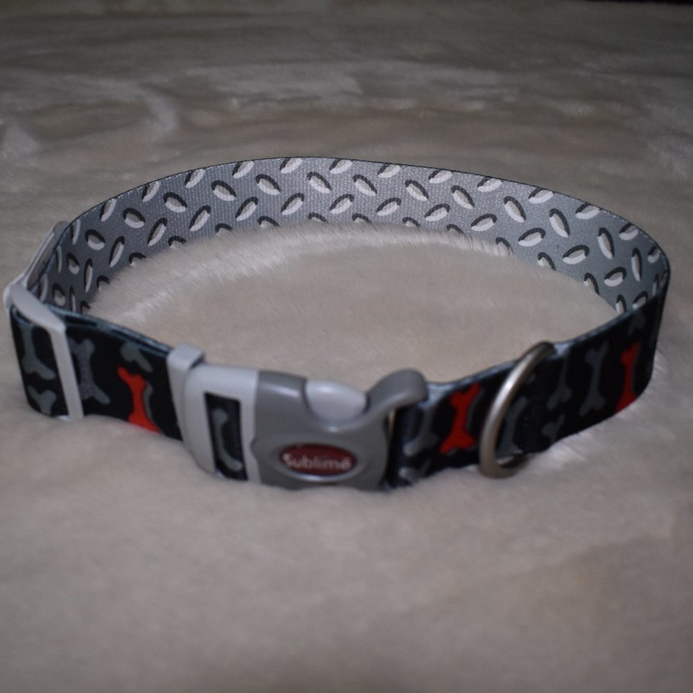 Sublime Large Dog Collar - Dog Bone Print -18"-26"